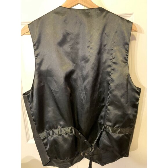 Modal Vtg Black Leather front vest Western Biker Oklahoma State buttons XL - Picture 6 of 6